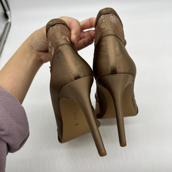 G.I.L.I. Women Heel Size 10 M Peep Toe Elastic Front Booties Kaarina Nude - Picture 7 of 11